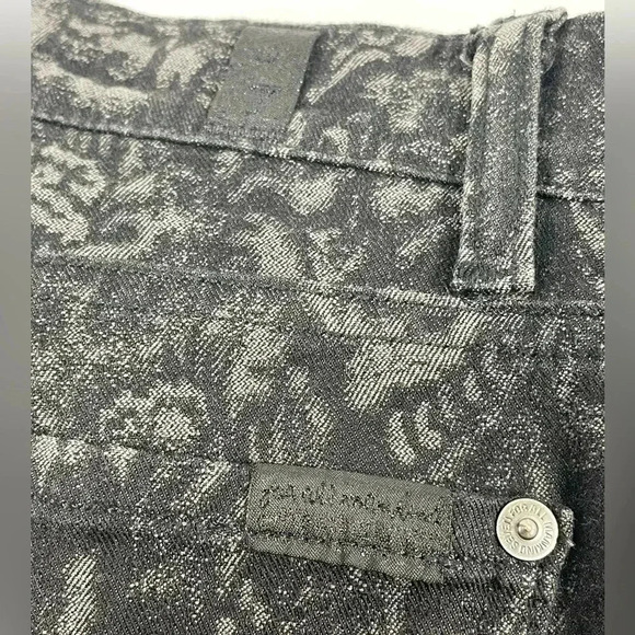 7 For All Mankind Brocade Foil Print Velvet Skinny Jeans Size 25 - Picture 7 of 10